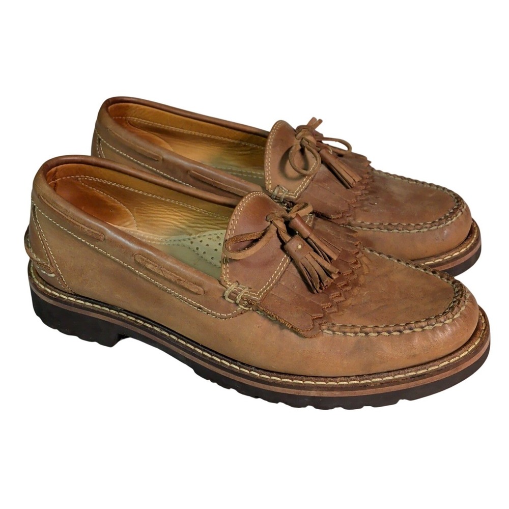 ORVIS Kiltie Tassel Loafers Mens Size 9.5 Driving Shoes 53XC Brown Leather